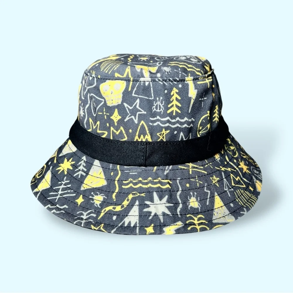 DaKine Big Kids Beach Bum Graphics Yellow Grey Black Bucket Hat Sz OS